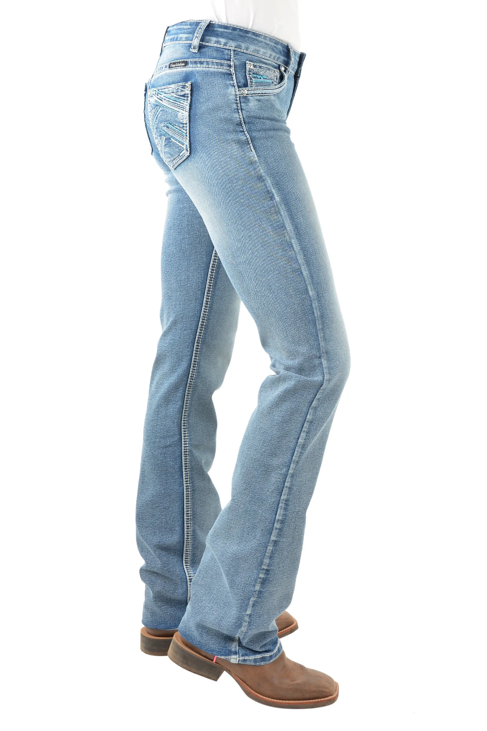 Pure Western Crisscross Relax Rider Ladies Jeans Moonshine