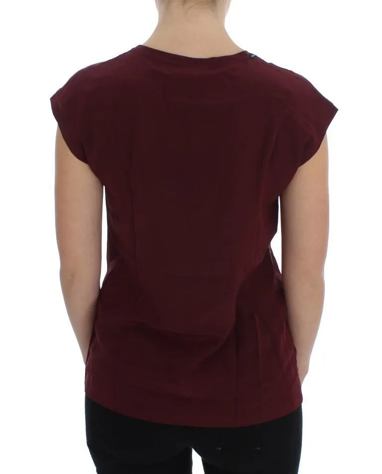 Purple Silk Cap Sleeve Blouse T-shirt Top