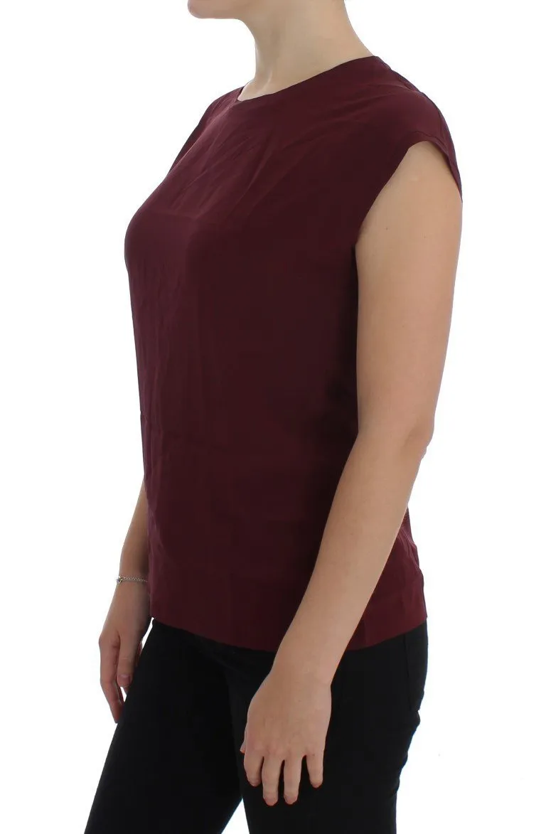 Purple Silk Cap Sleeve Blouse T-shirt Top