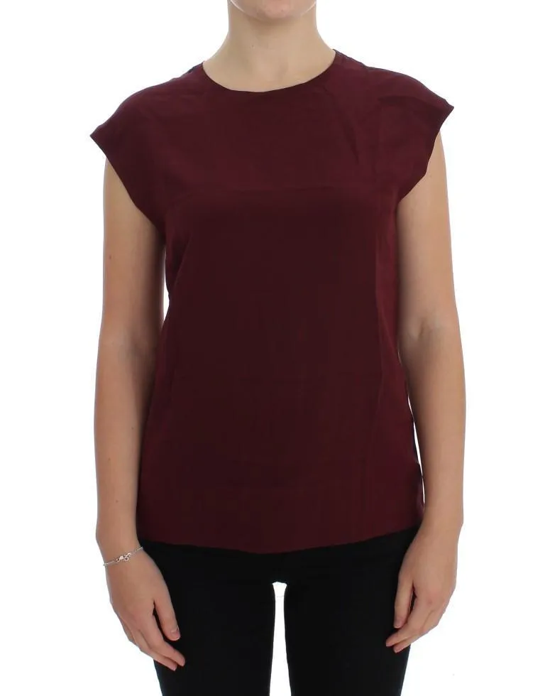 Purple Silk Cap Sleeve Blouse T-shirt Top