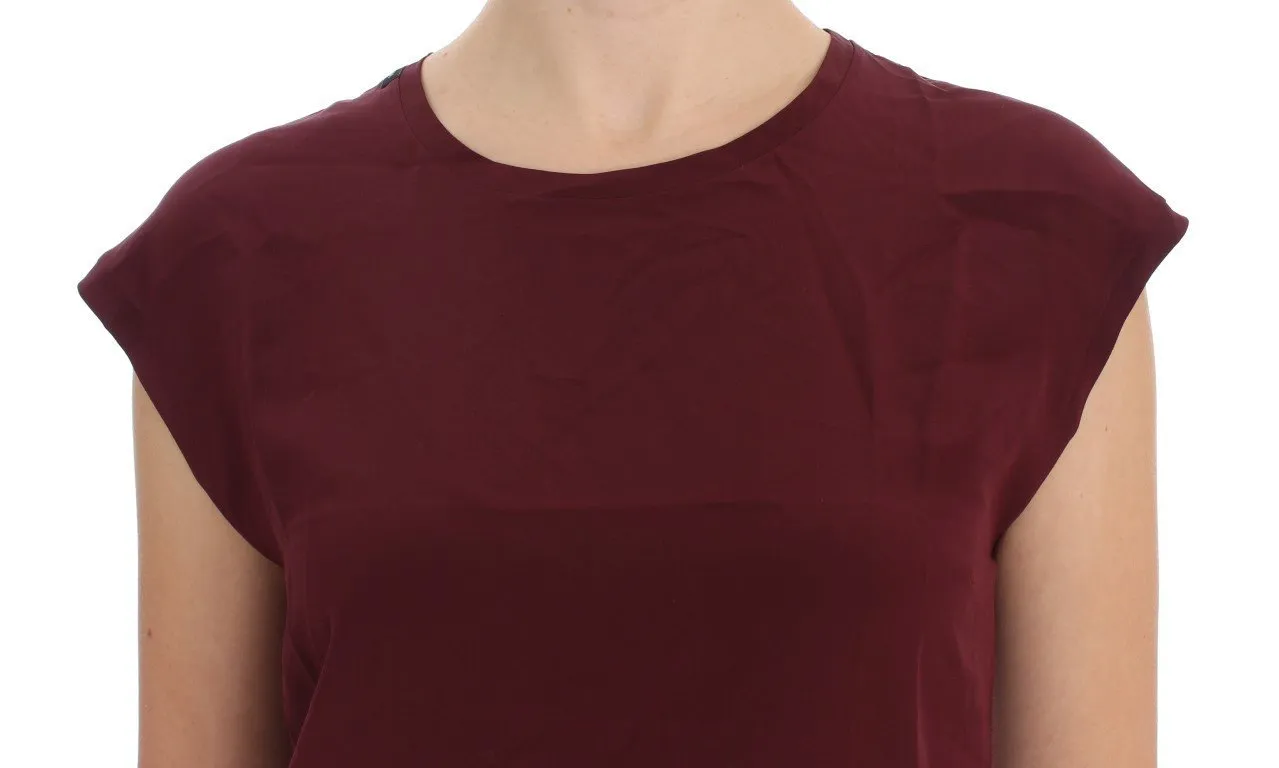 Purple Silk Cap Sleeve Blouse T-shirt Top