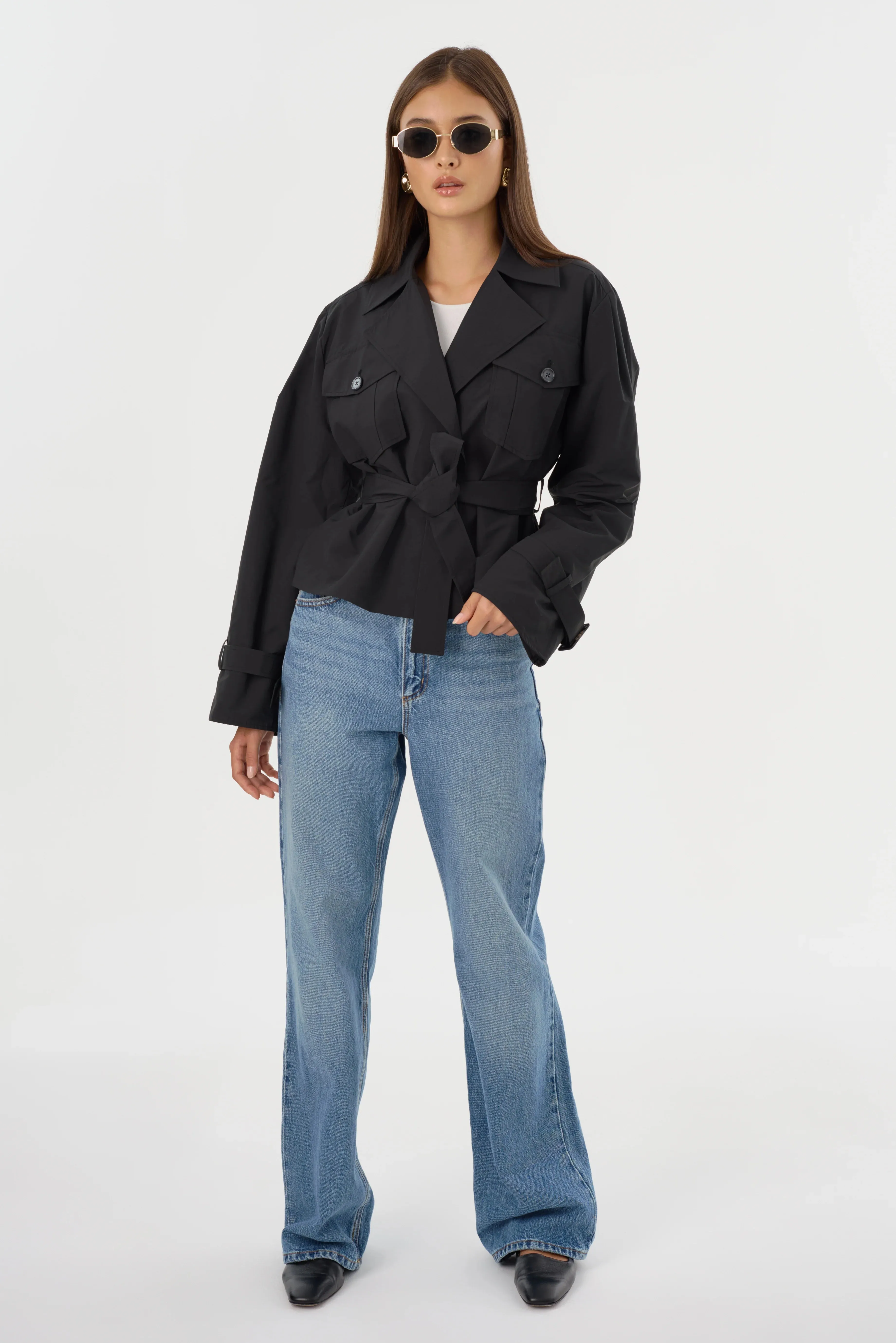 Quinn Short Trench Jacket | Black