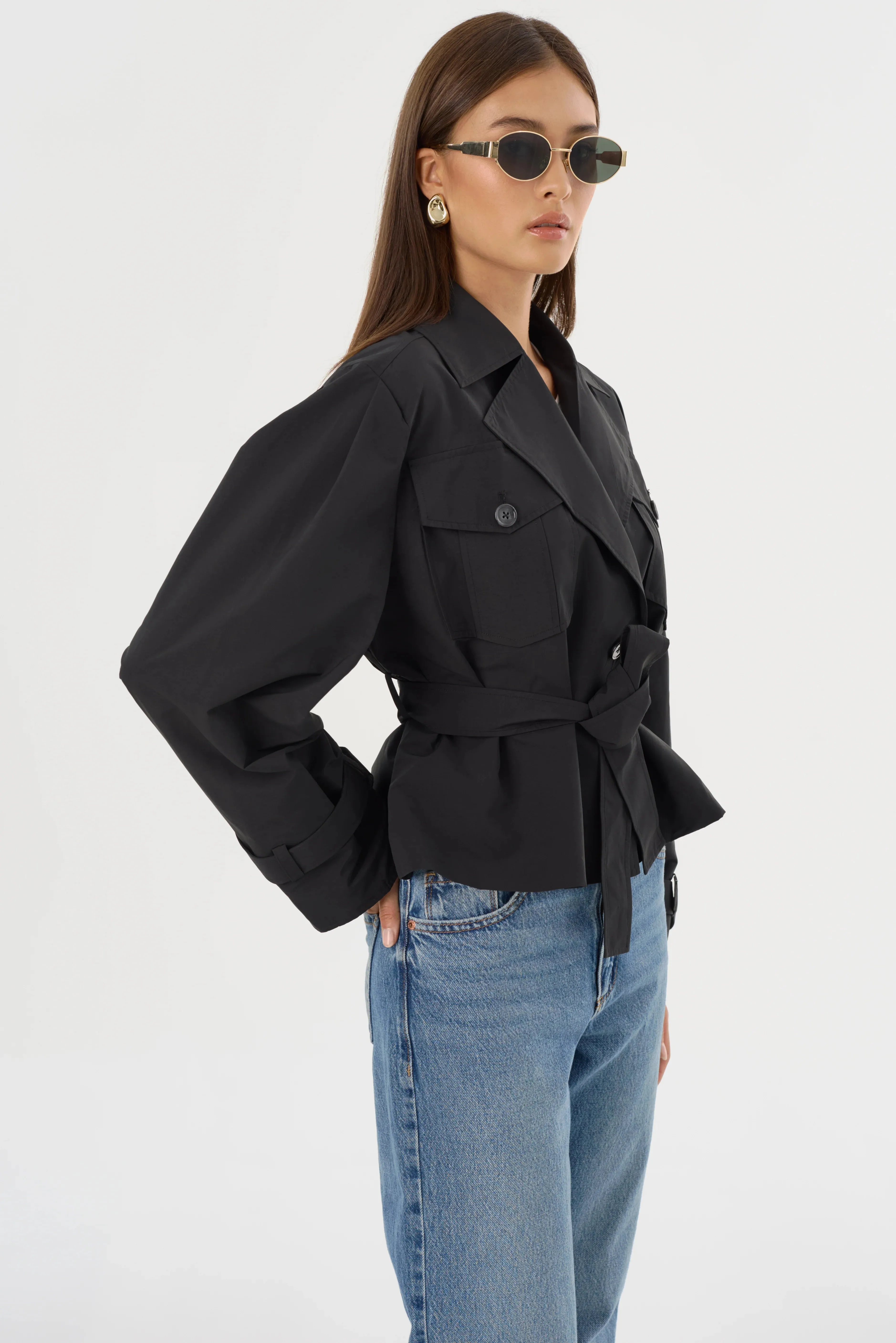 Quinn Short Trench Jacket | Black