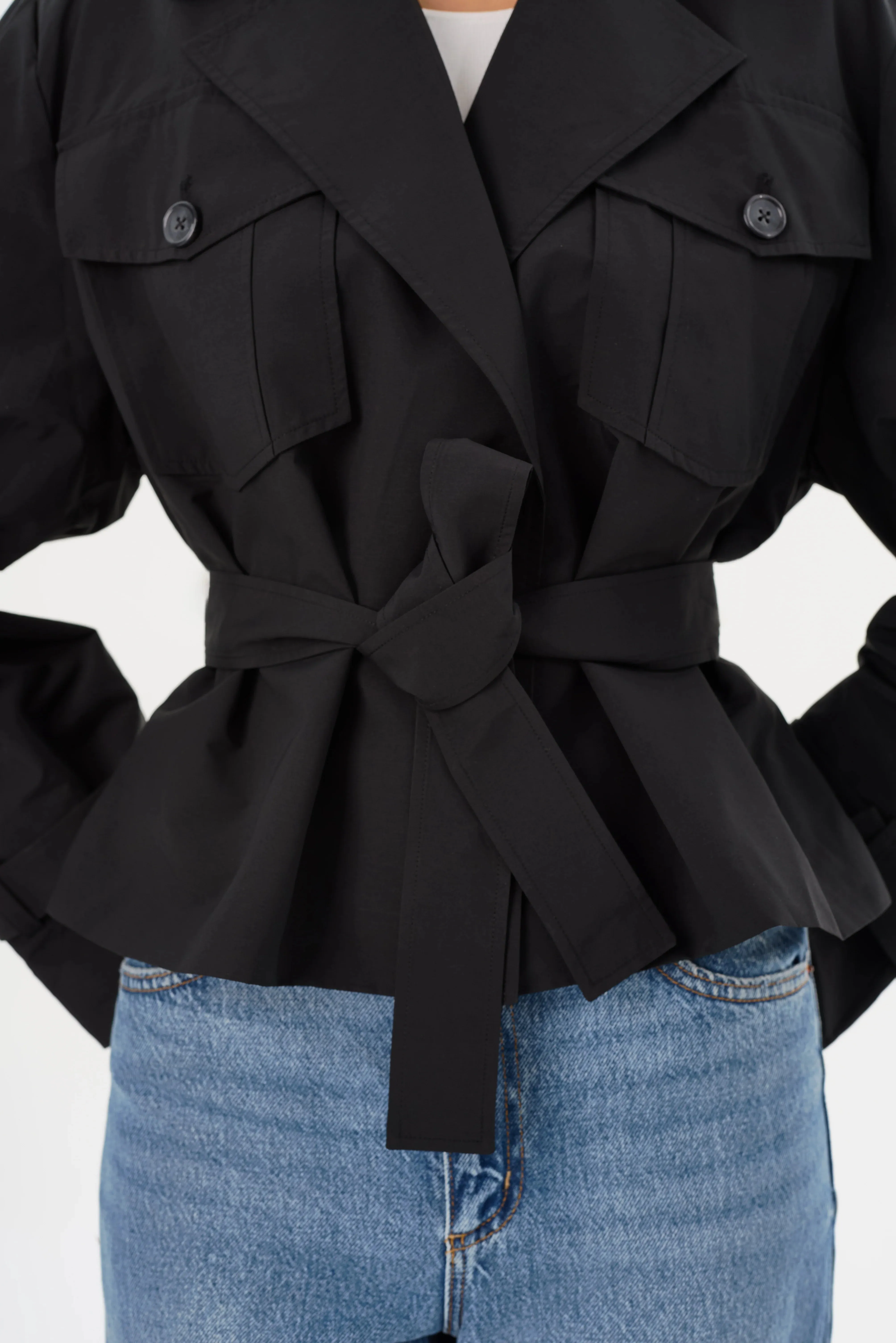 Quinn Short Trench Jacket | Black