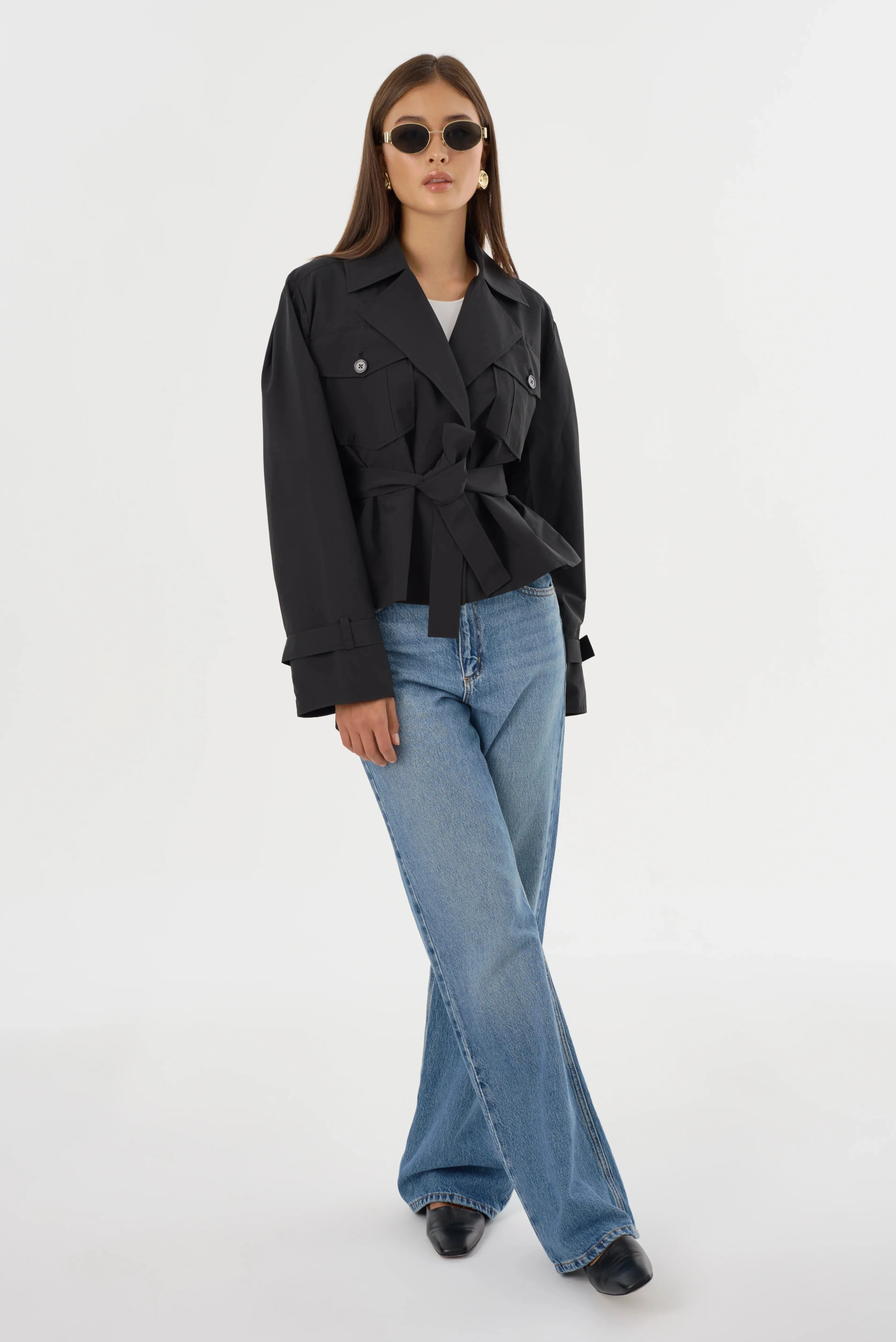 Quinn Short Trench Jacket | Black