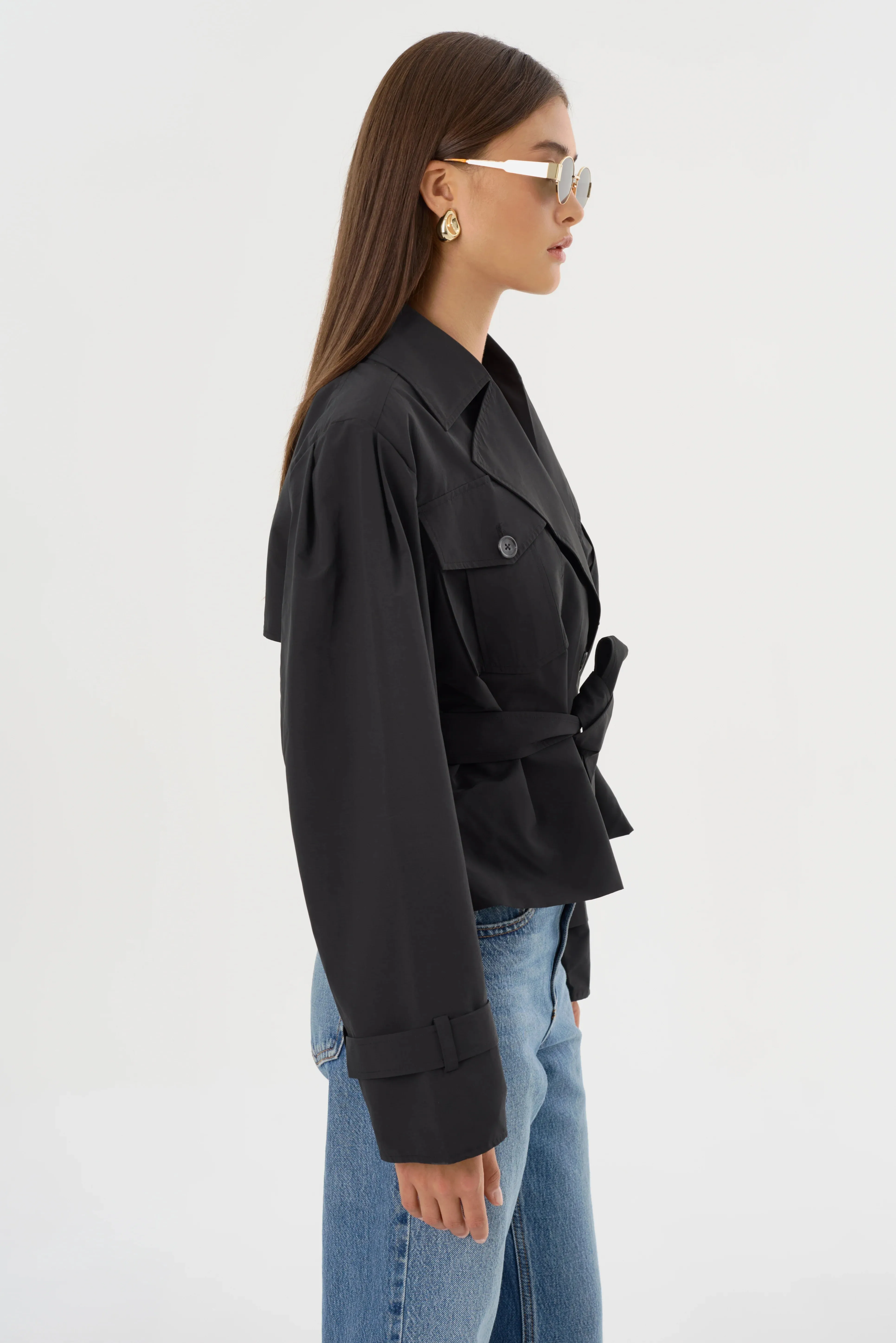 Quinn Short Trench Jacket | Black