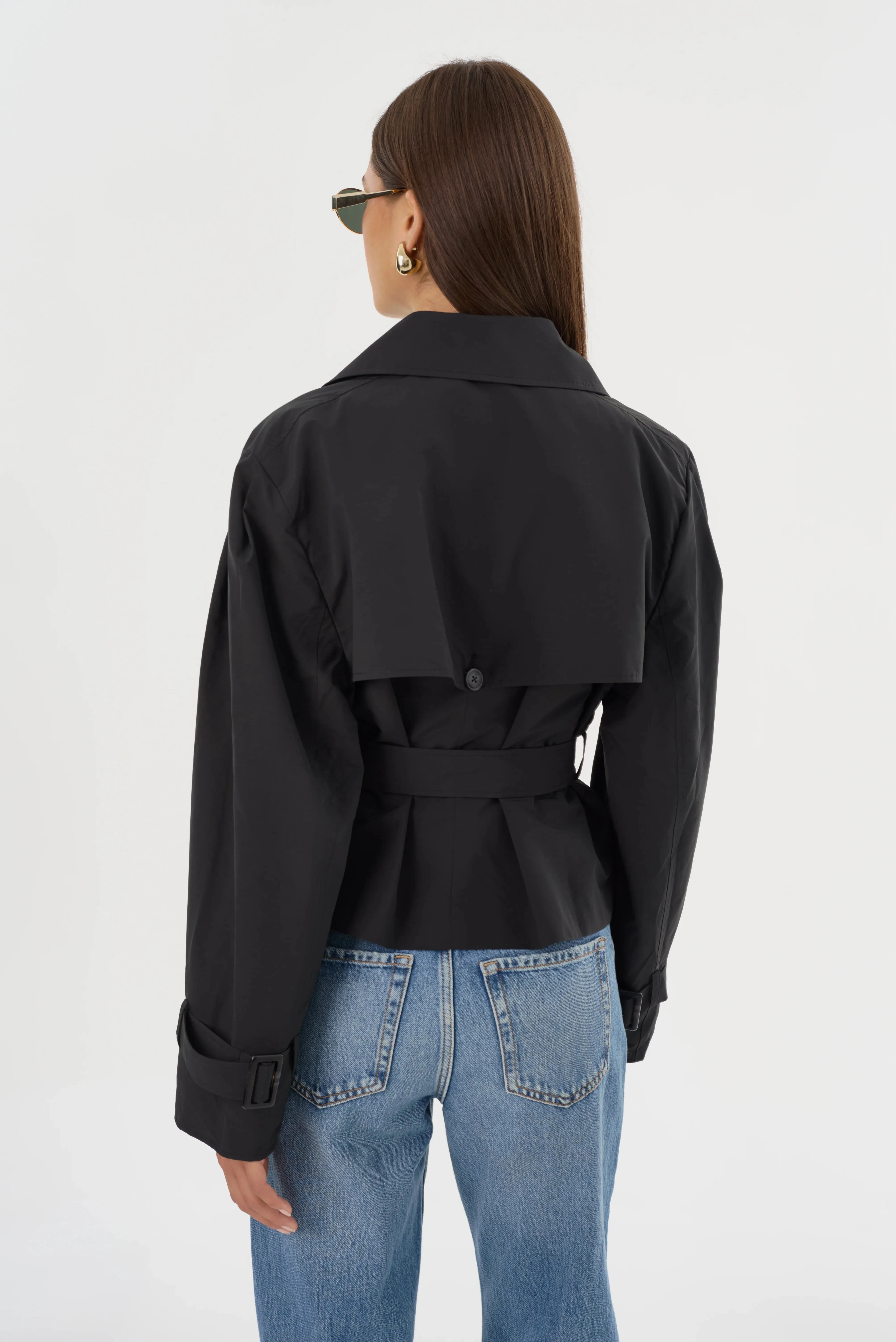 Quinn Short Trench Jacket | Black