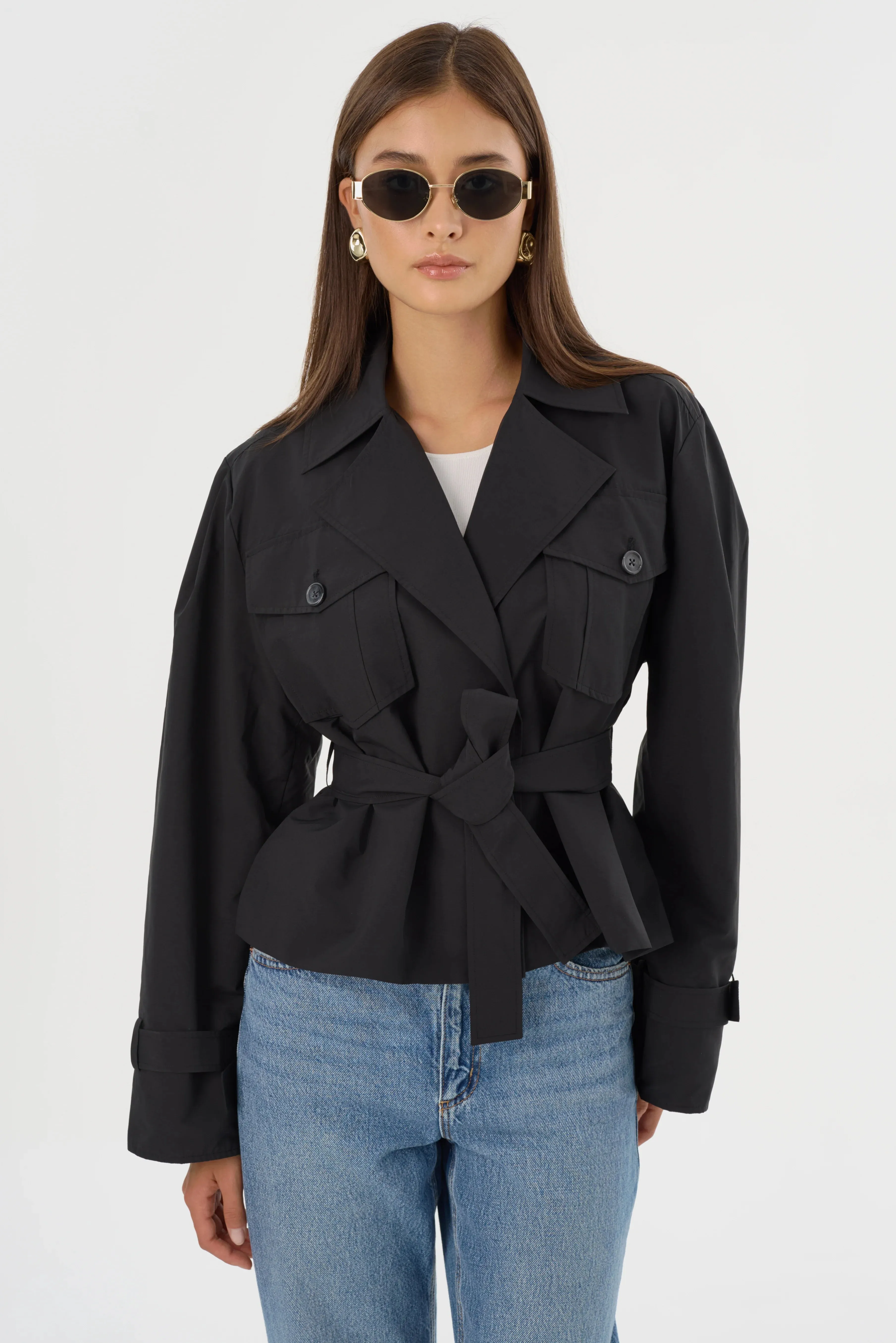 Quinn Short Trench Jacket | Black