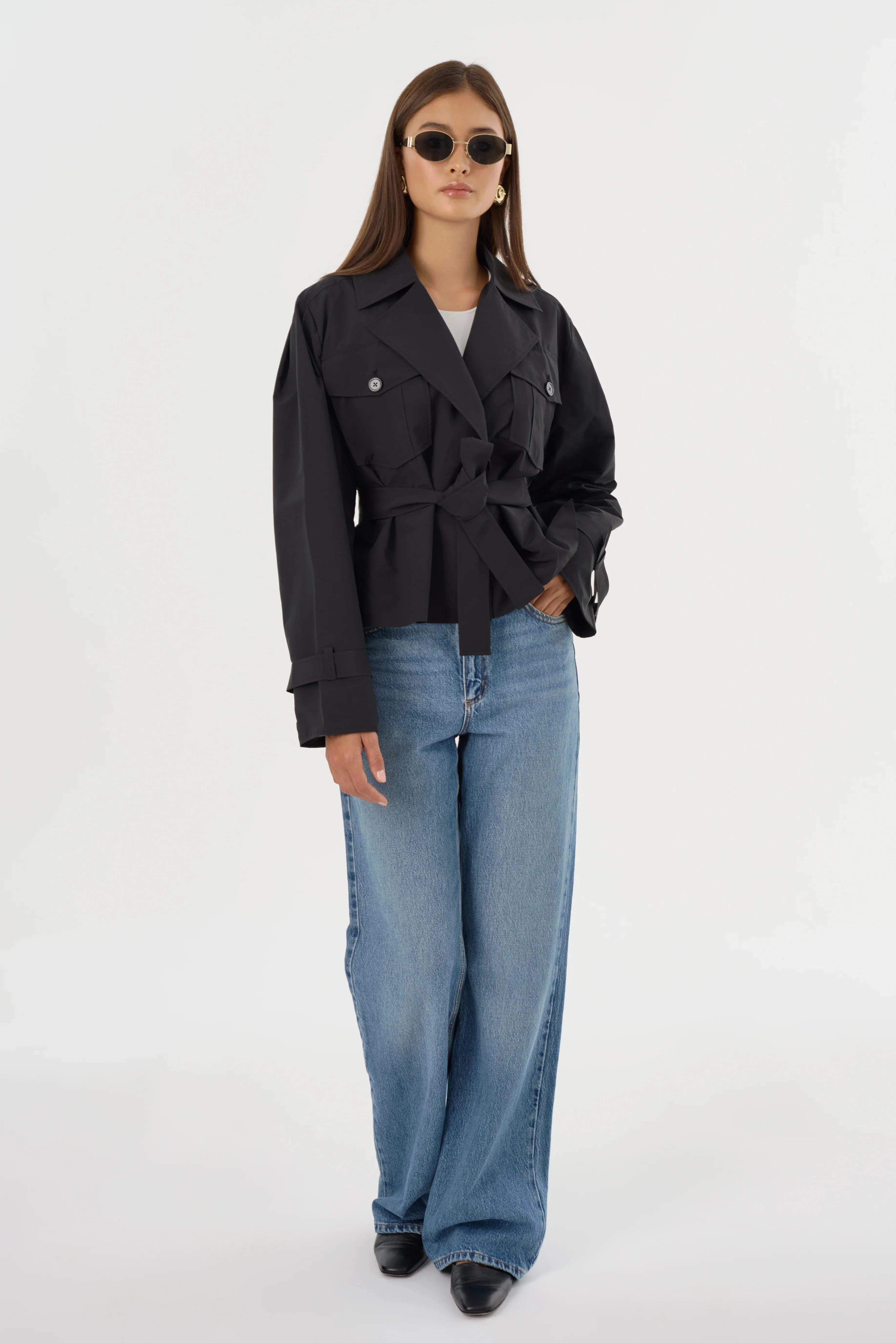 Quinn Short Trench Jacket | Black