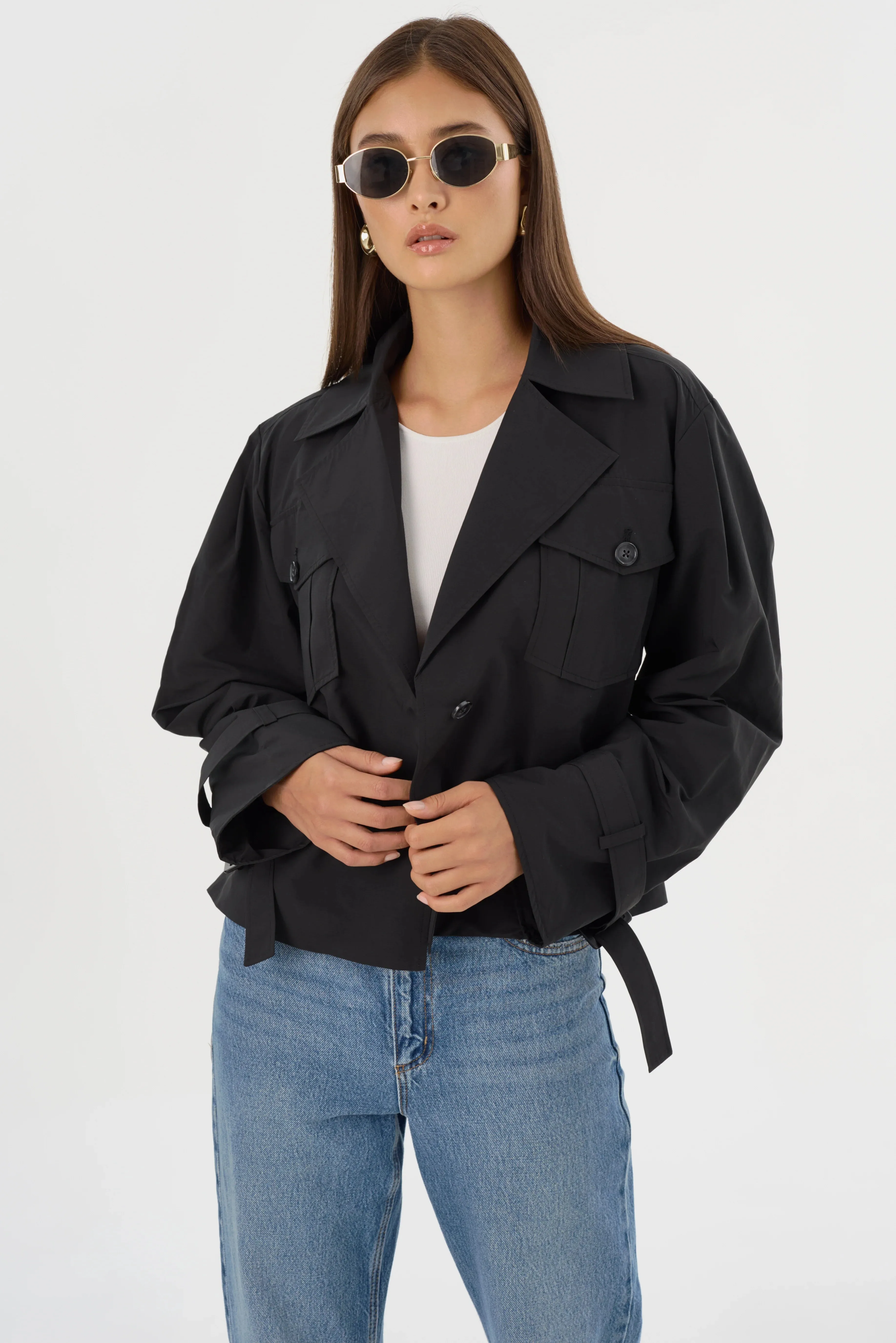Quinn Short Trench Jacket | Black