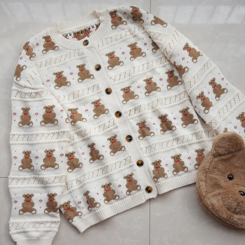 "BEAR BEIGE KNIT" SWEATER CARDIGAN K082406