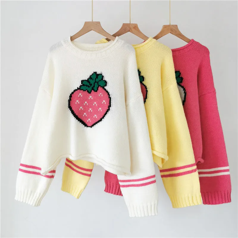 "CUTE STRAWBERRY PULLOVER" SWEATER N040603