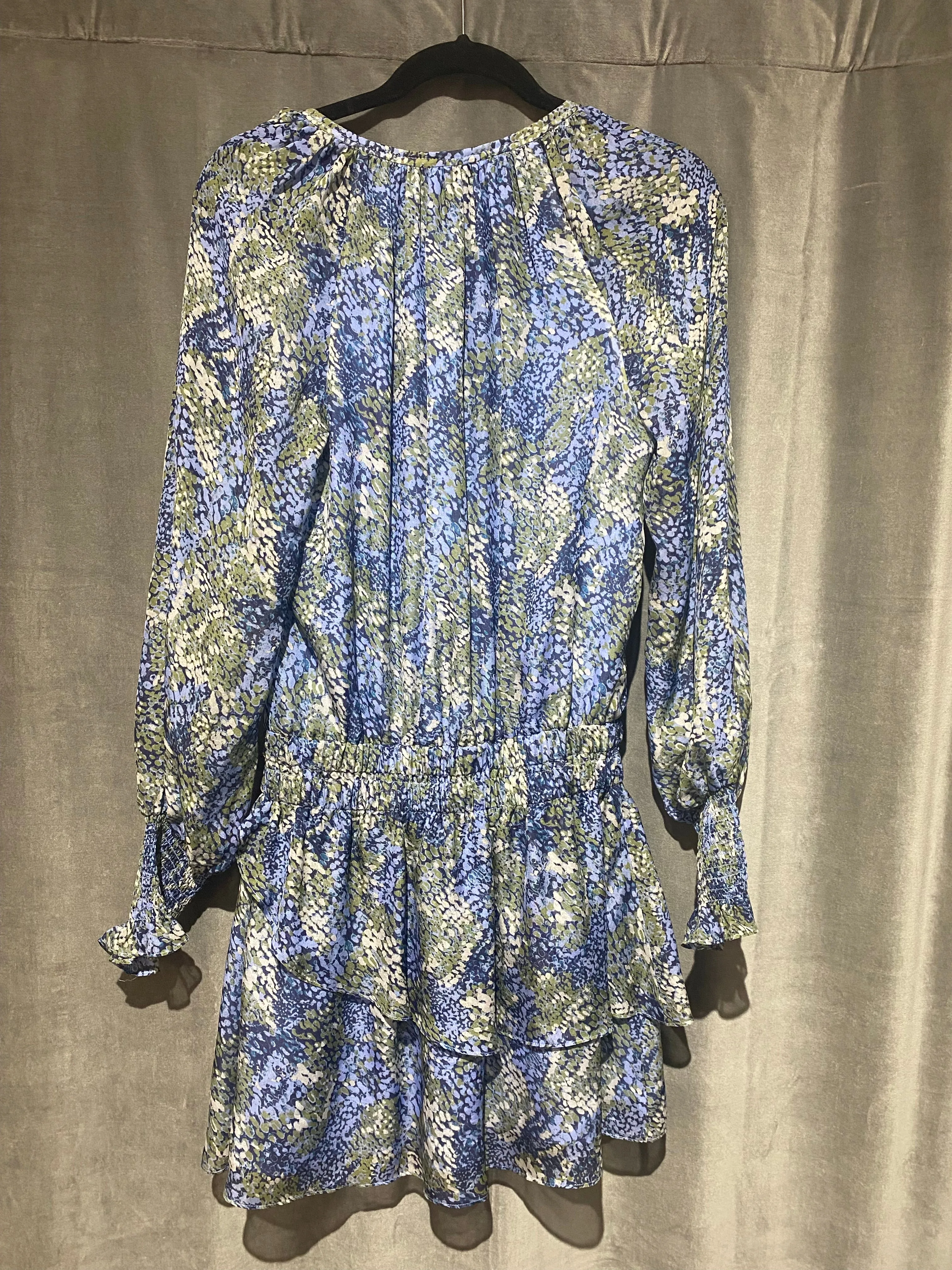 Ramy Brook Blue Print Long Sleeve Mini Dress
