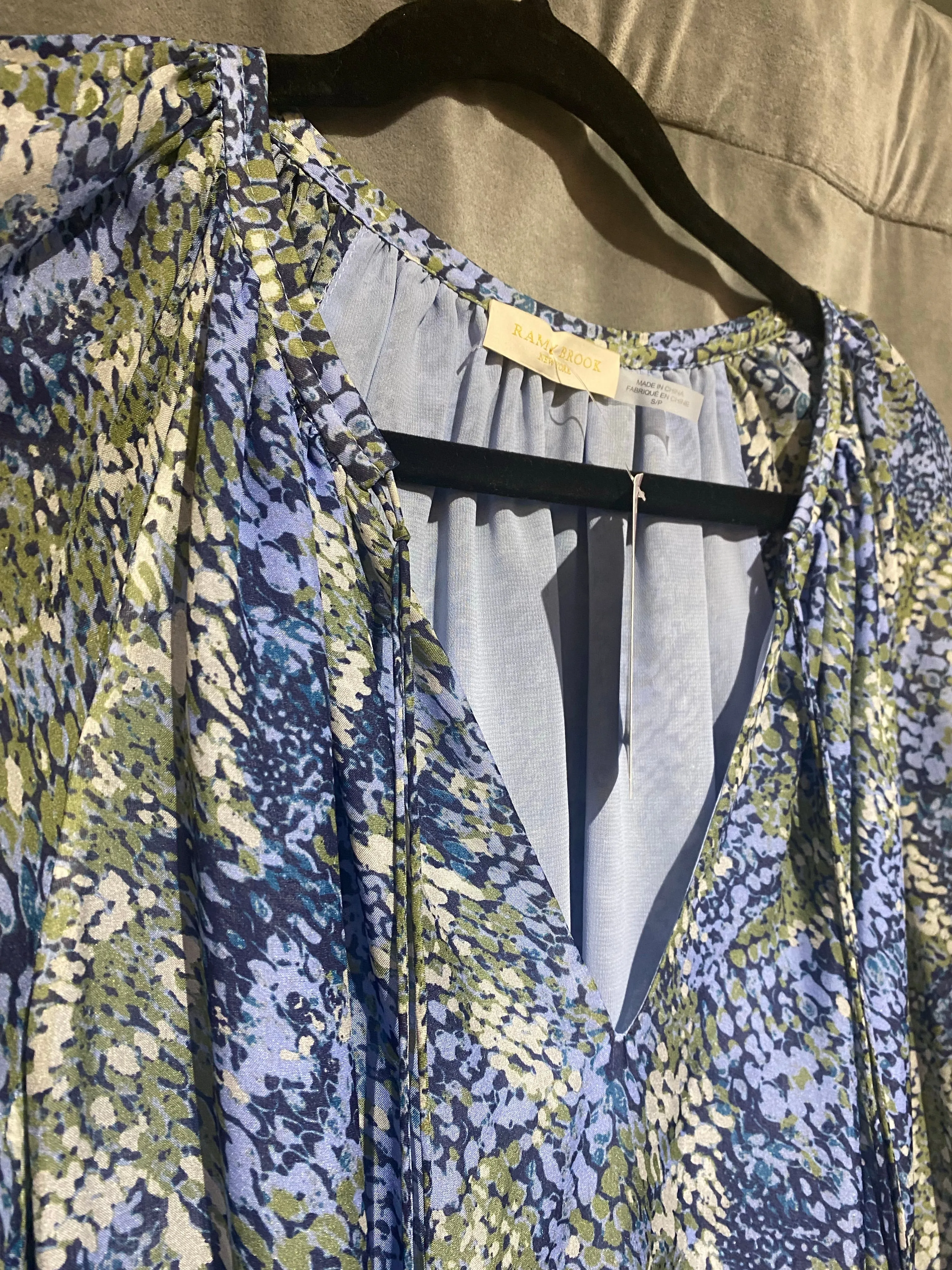 Ramy Brook Blue Print Long Sleeve Mini Dress