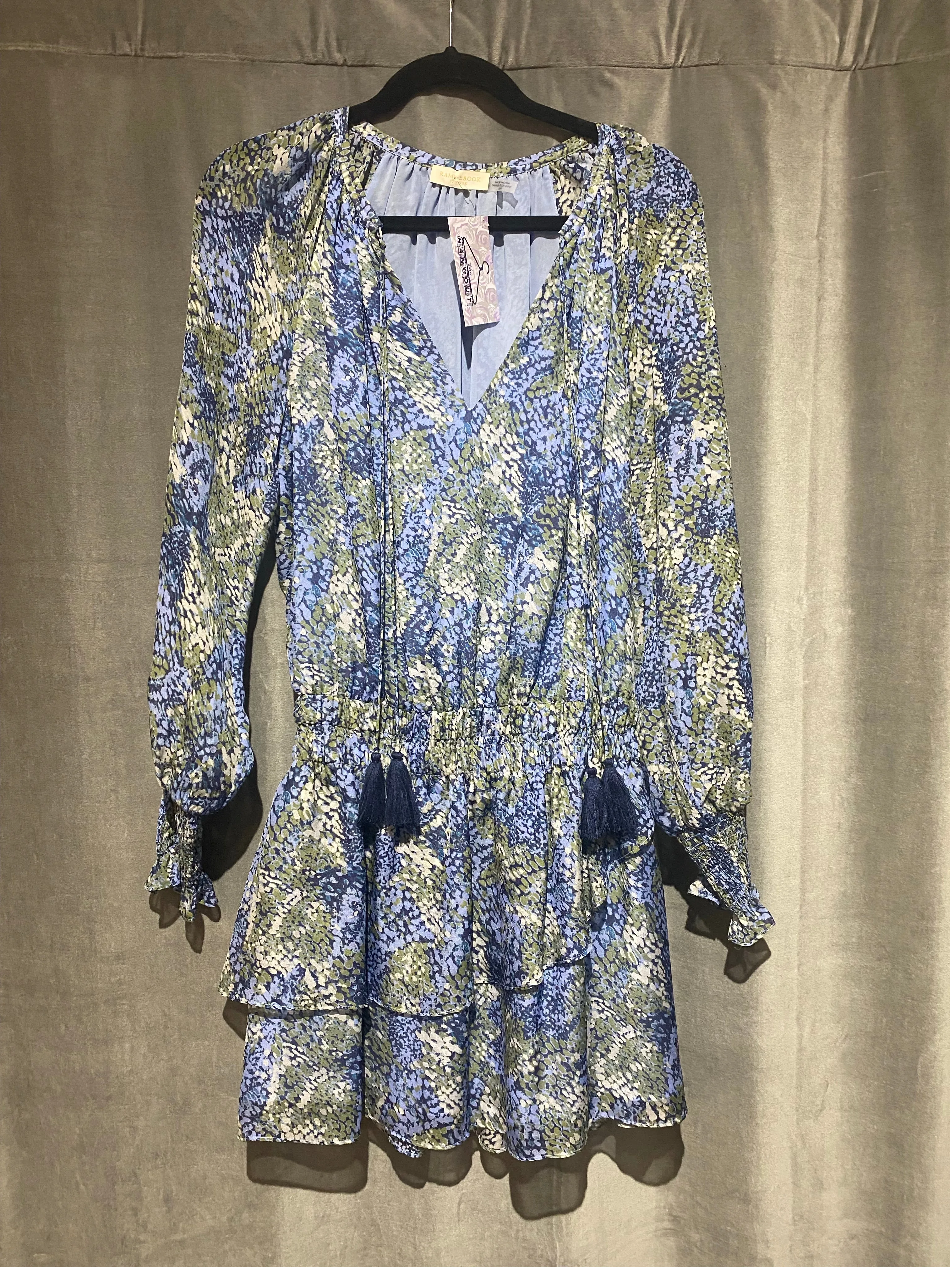 Ramy Brook Blue Print Long Sleeve Mini Dress