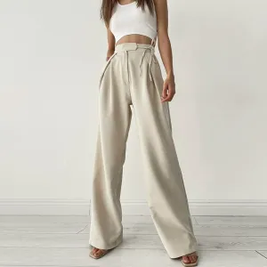 Raven Wrap Tie Tailored Wide-Leg Pleated Pants
