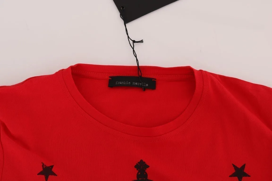 Red Cotton Guitar Crewneck T-Shirt