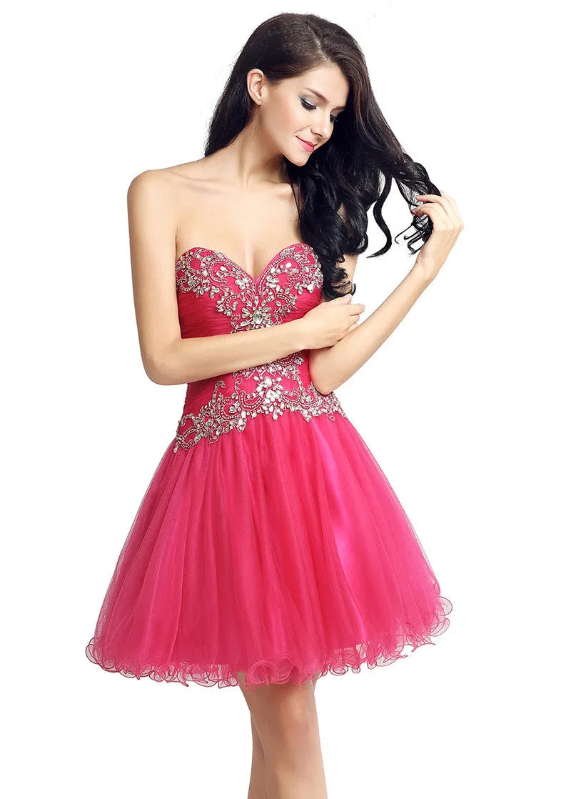 Red  Homecoming Dresses With Beadings