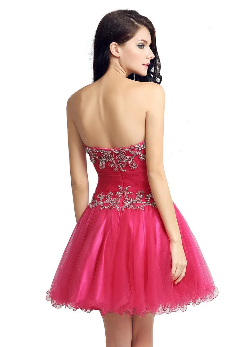 Red  Homecoming Dresses With Beadings