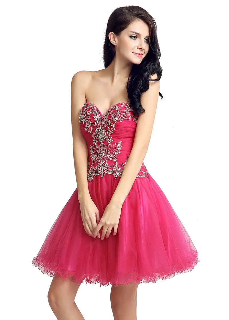 Red  Homecoming Dresses With Beadings