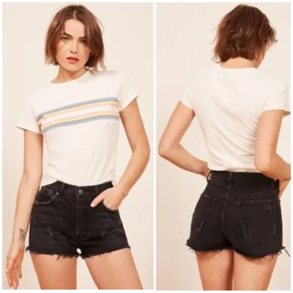 Reformation The Dixie High Rise Jean Short in Pacific