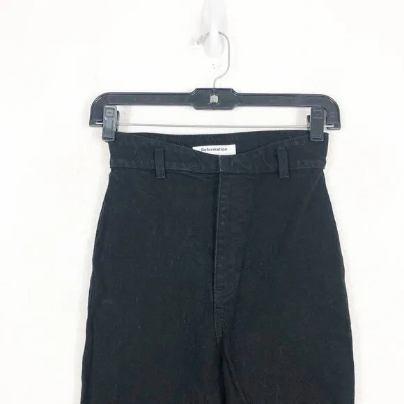 Reformation Vicki Black Jeans Size 23 High Rise Slim Straight Stretch
