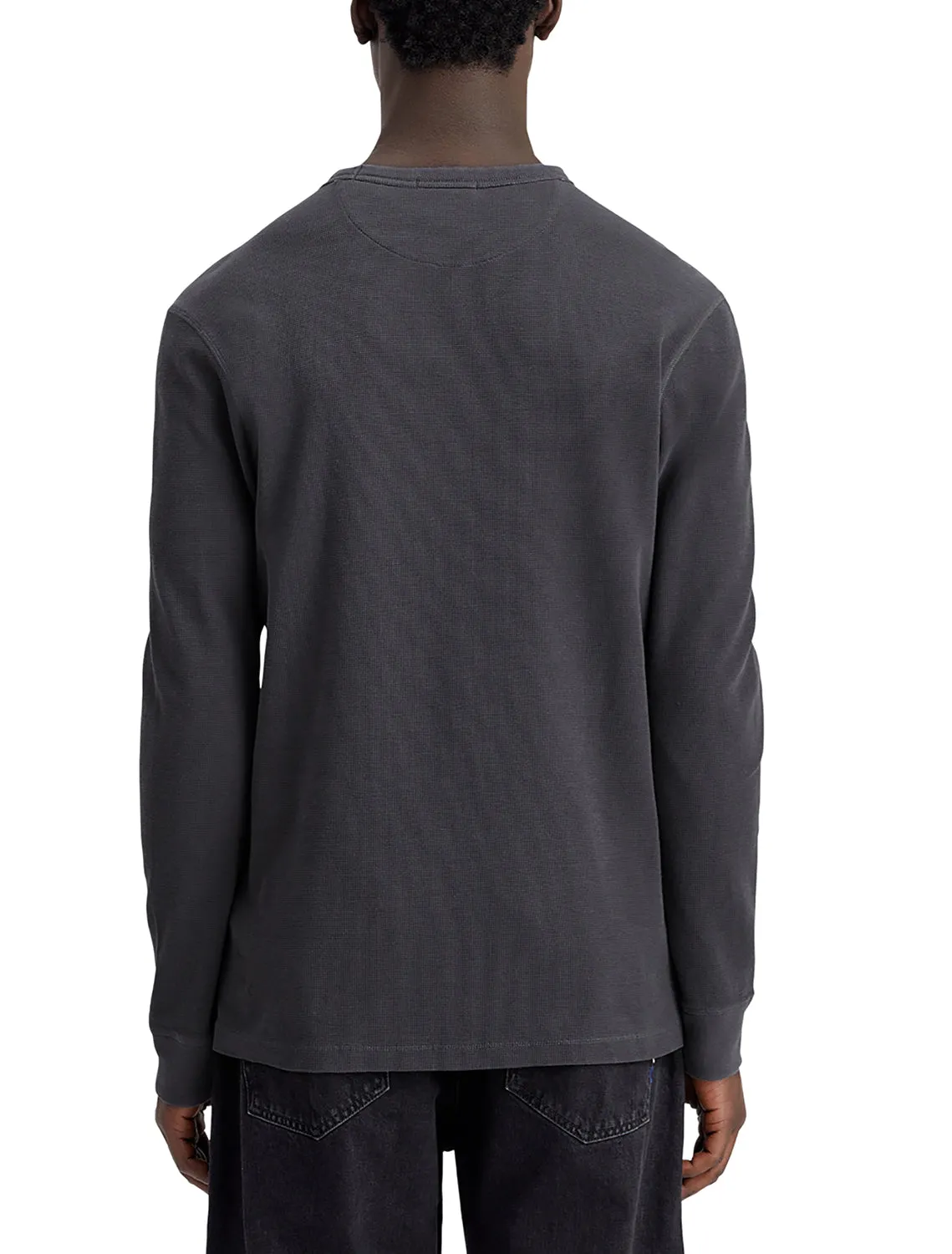 Regular Fit Waffle Long Sleeve T-Shirt - Mood Grey