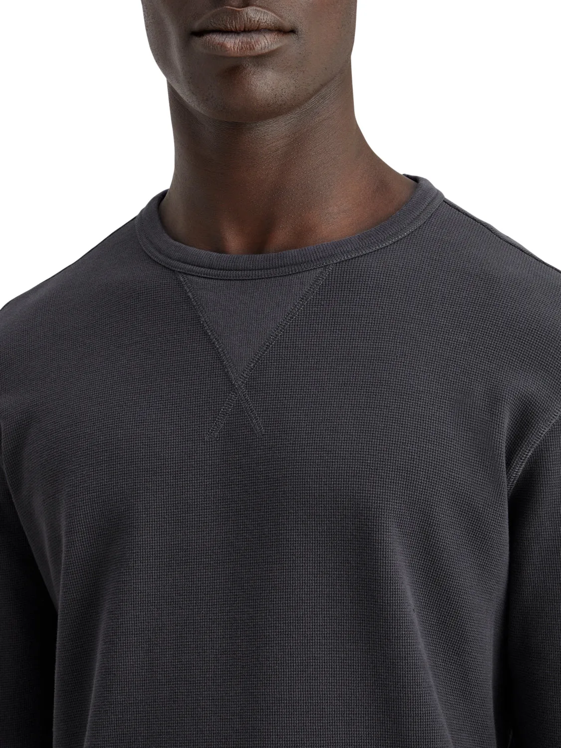 Regular Fit Waffle Long Sleeve T-Shirt - Mood Grey