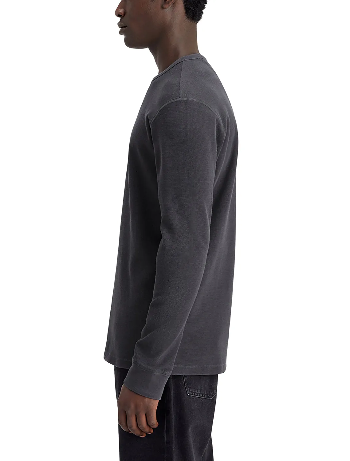 Regular Fit Waffle Long Sleeve T-Shirt - Mood Grey