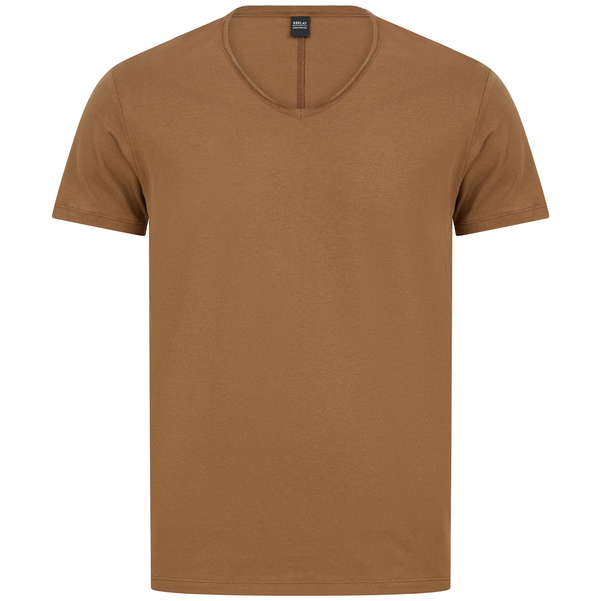 REPLAY RAW CUT V-NECK COTTON T-SHIRT