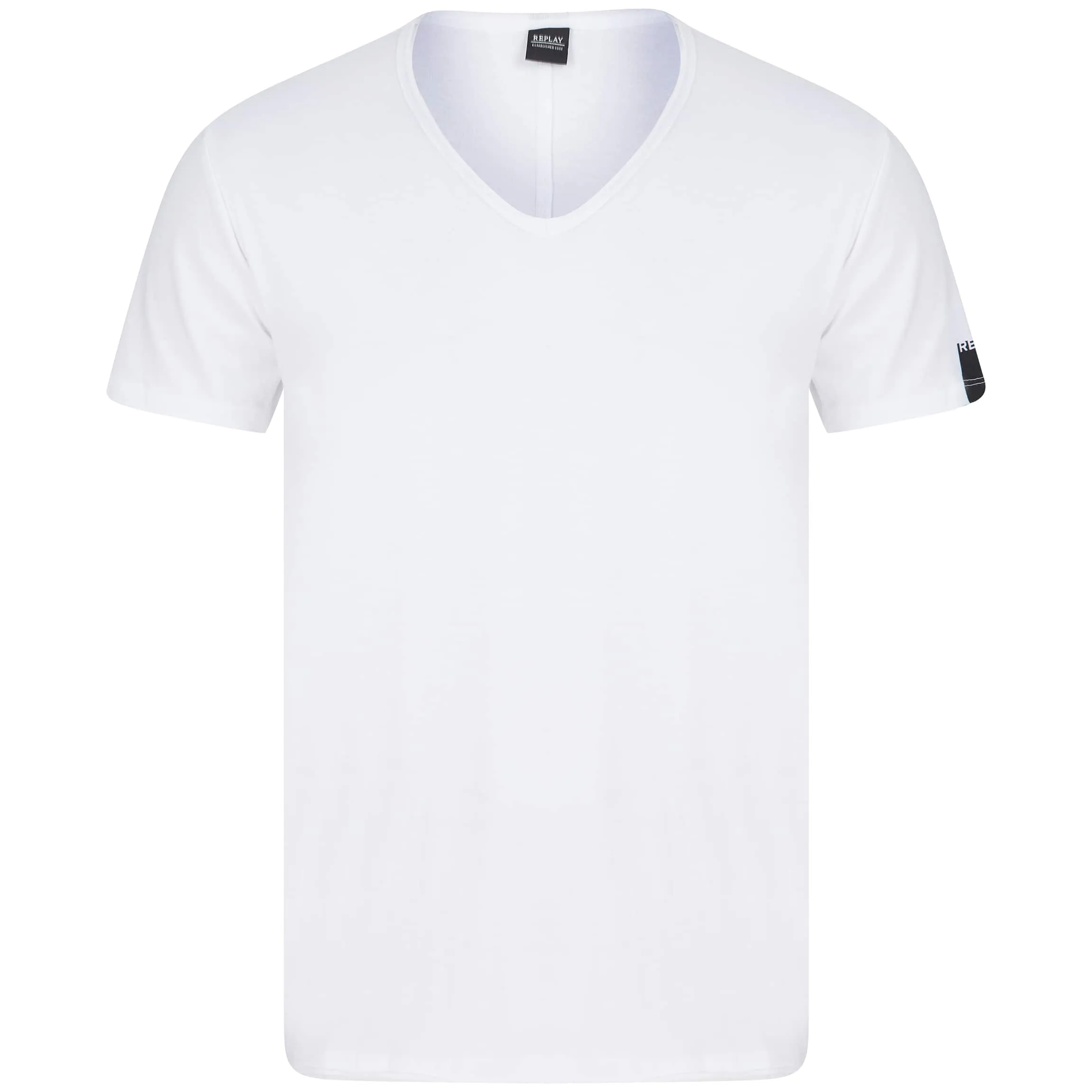 REPLAY RAW CUT V-NECK COTTON T-SHIRT