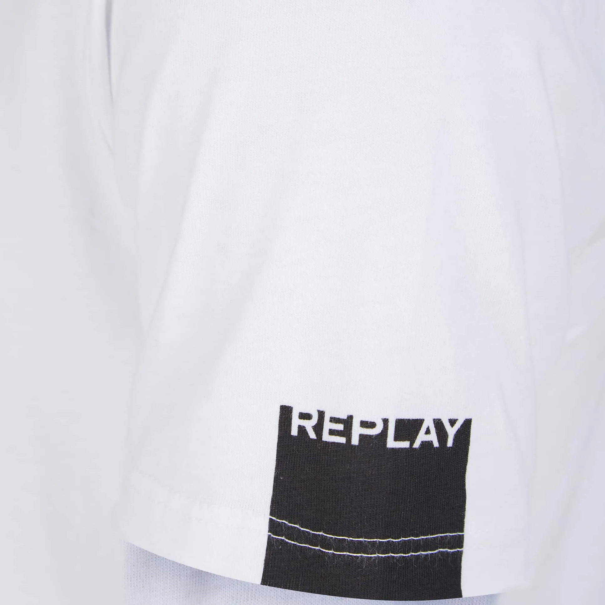 REPLAY RAW CUT V-NECK COTTON T-SHIRT