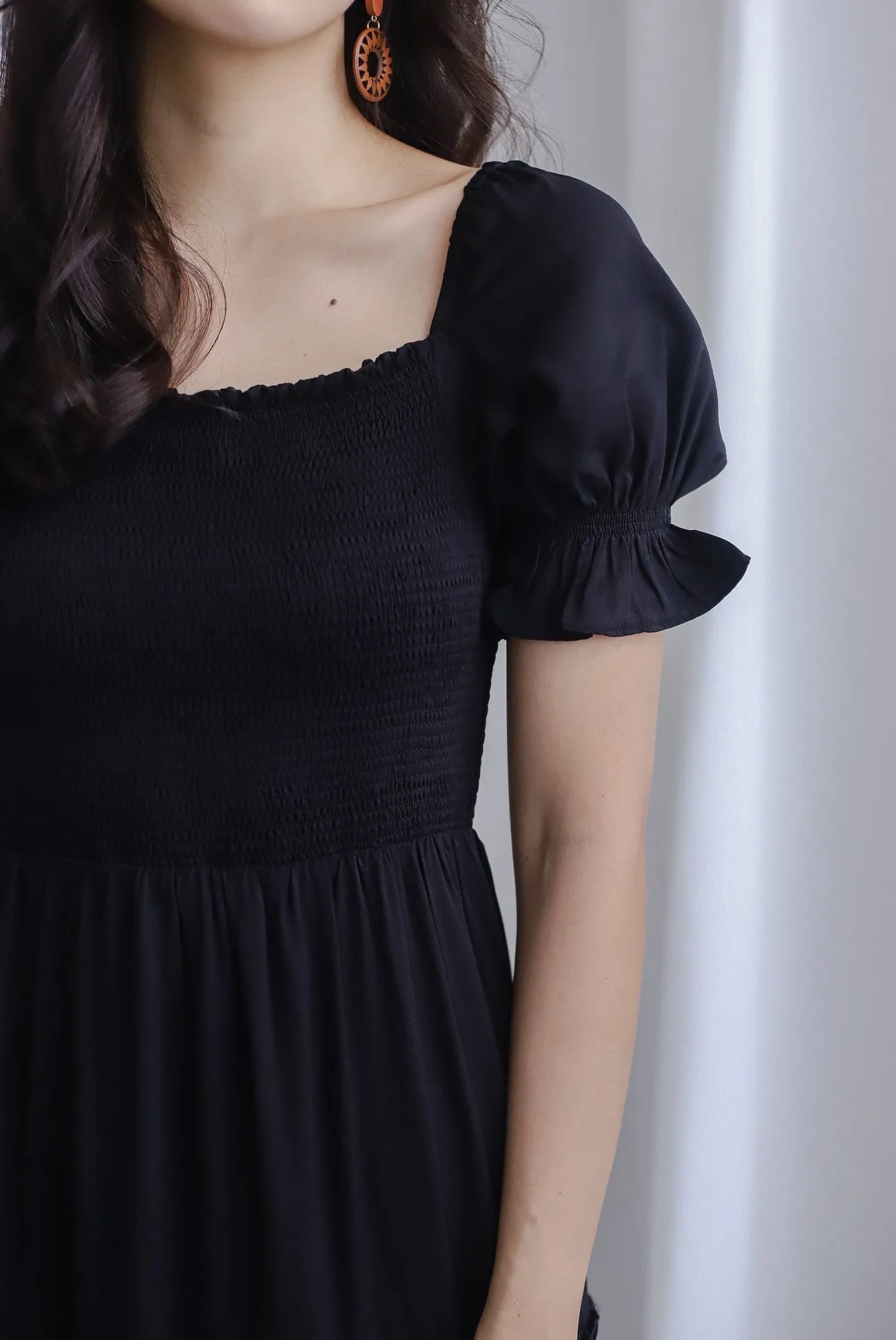 *Restocked* Paulette Sleeved Tiered Maxi Dress In Black