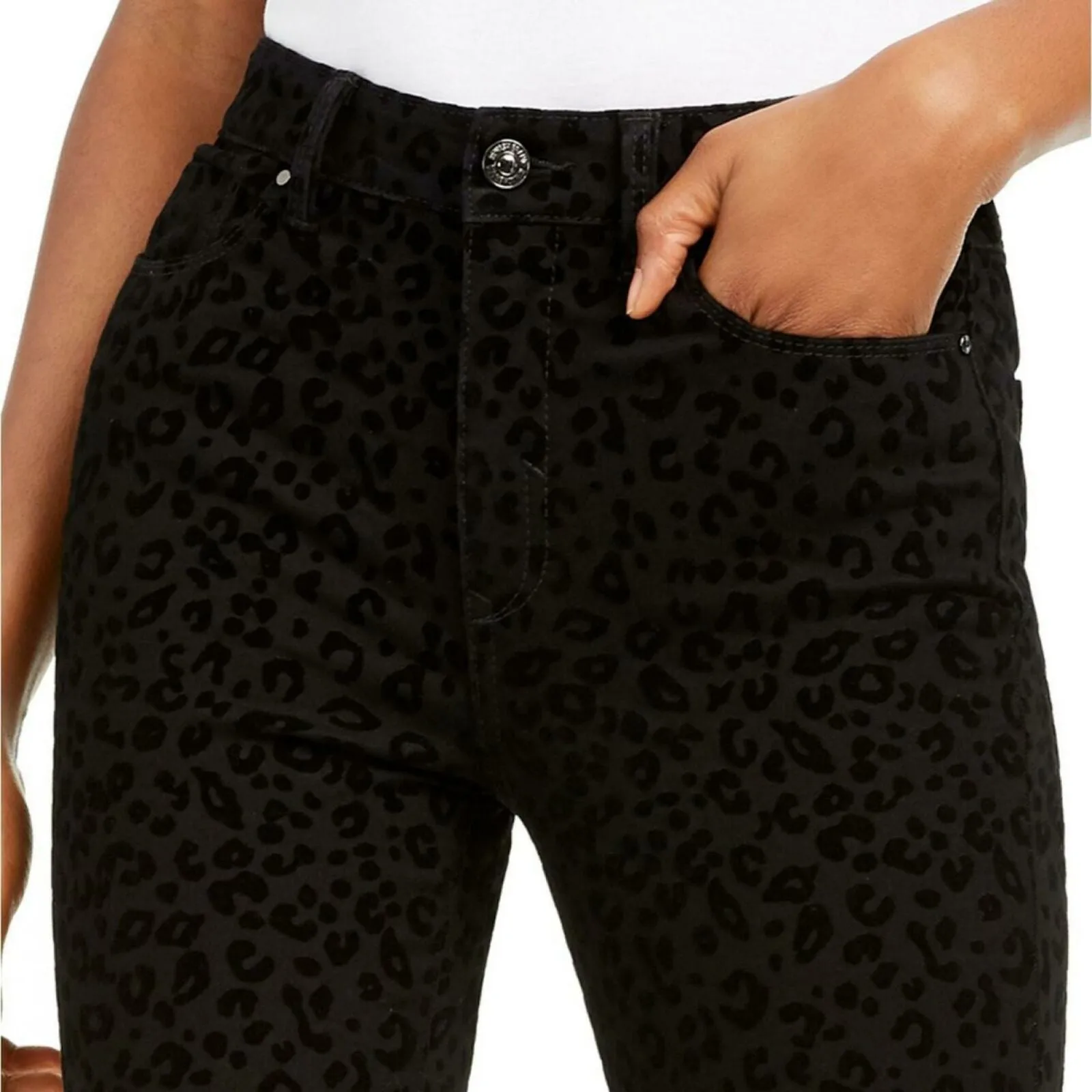 Rewash Women's Junior Fit Velvet Leopard Jeans