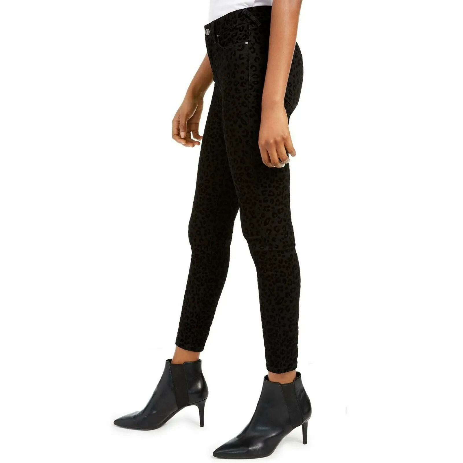Rewash Women's Junior Fit Velvet Leopard Jeans