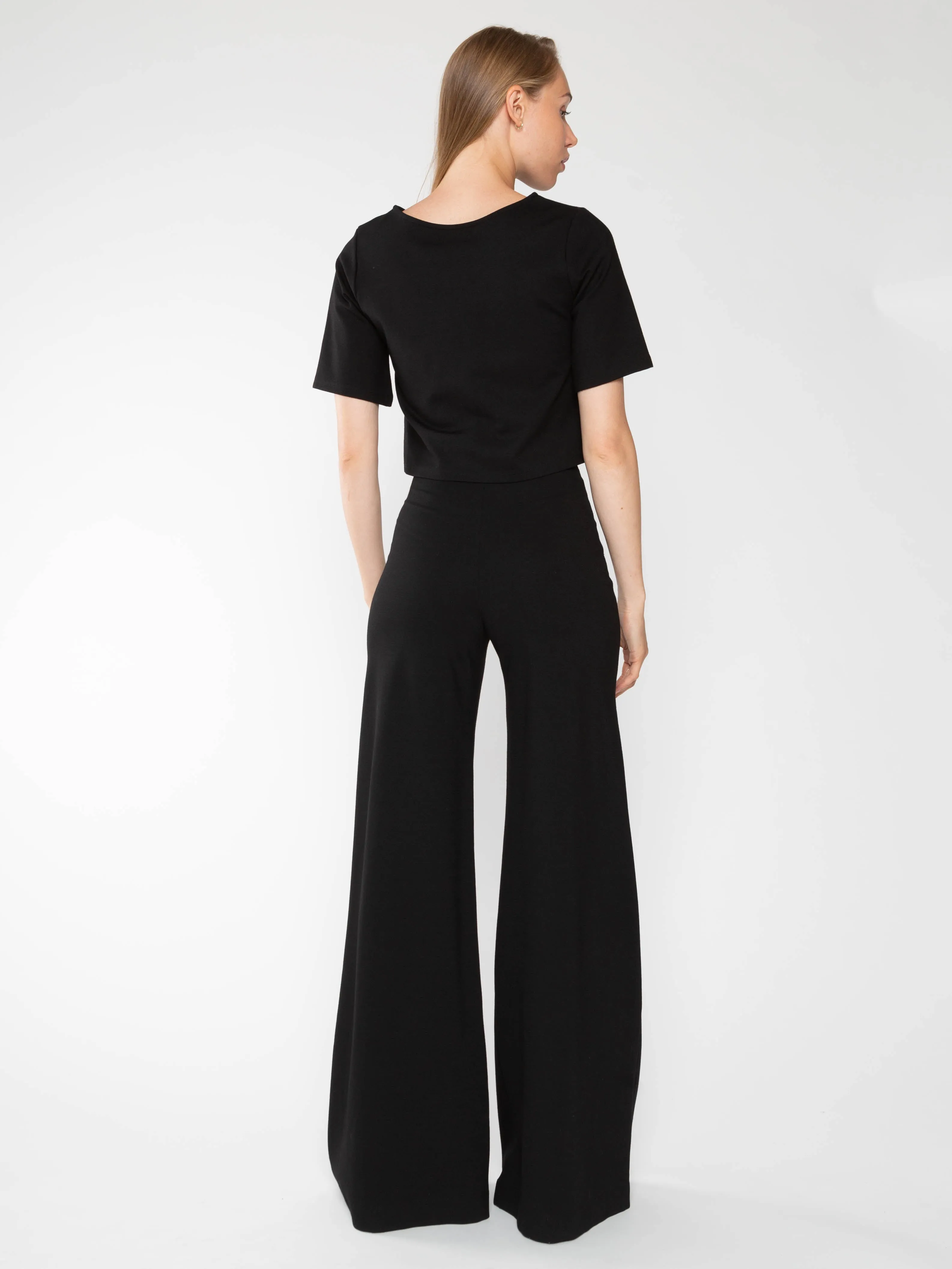 Ripley Rader Black Ponte Knit Wide Leg Pant