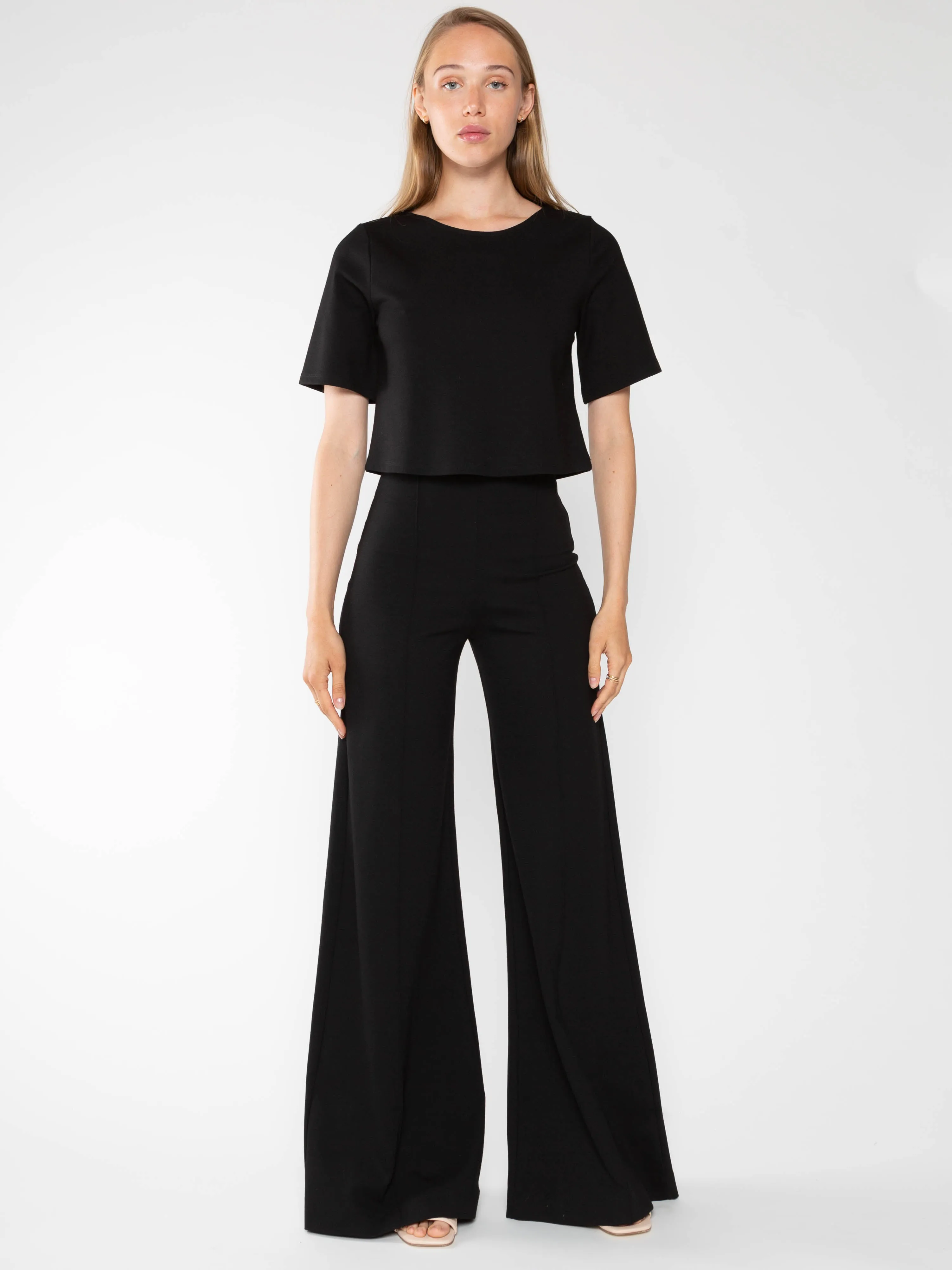 Ripley Rader Black Ponte Knit Wide Leg Pant