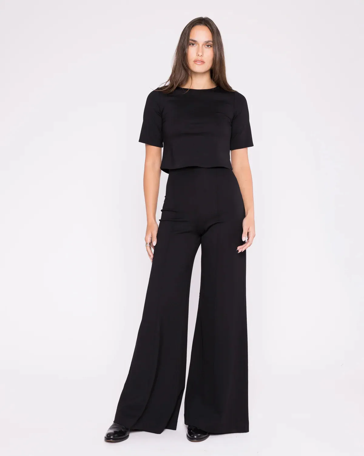 Ripley Rader Black Ponte Knit Wide Leg Pant