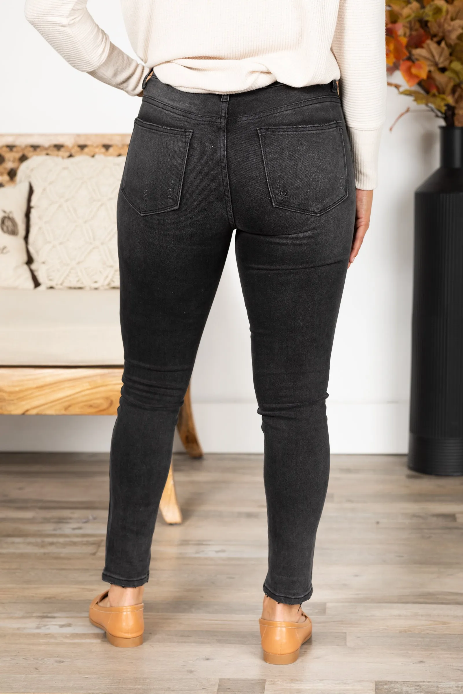Risen Black High Rise Ankle Skinny Jeans