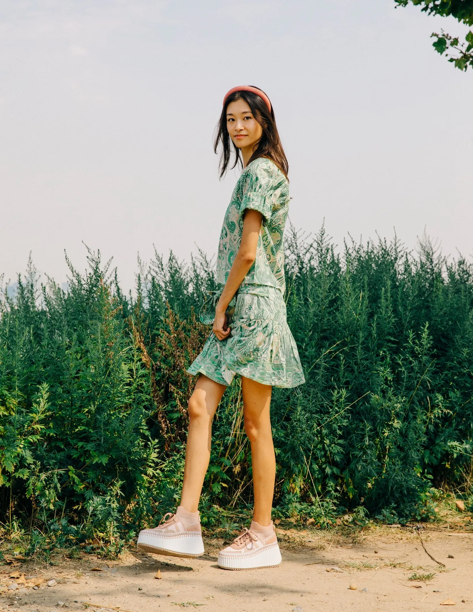 Ruby Skirt in Mason Paisley Green by Love the Label