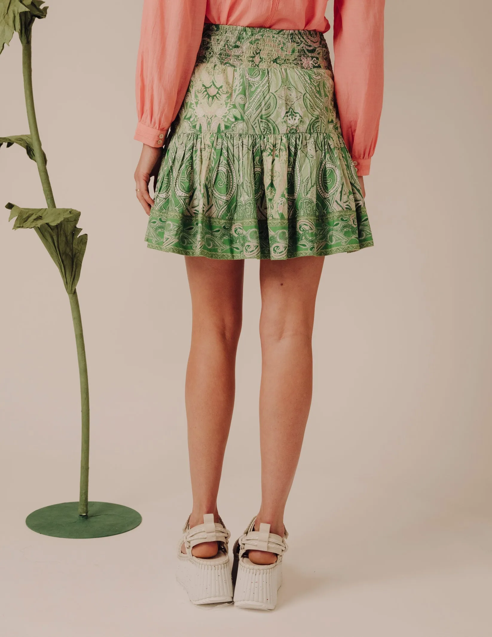 Ruby Skirt in Mason Paisley Green by Love the Label