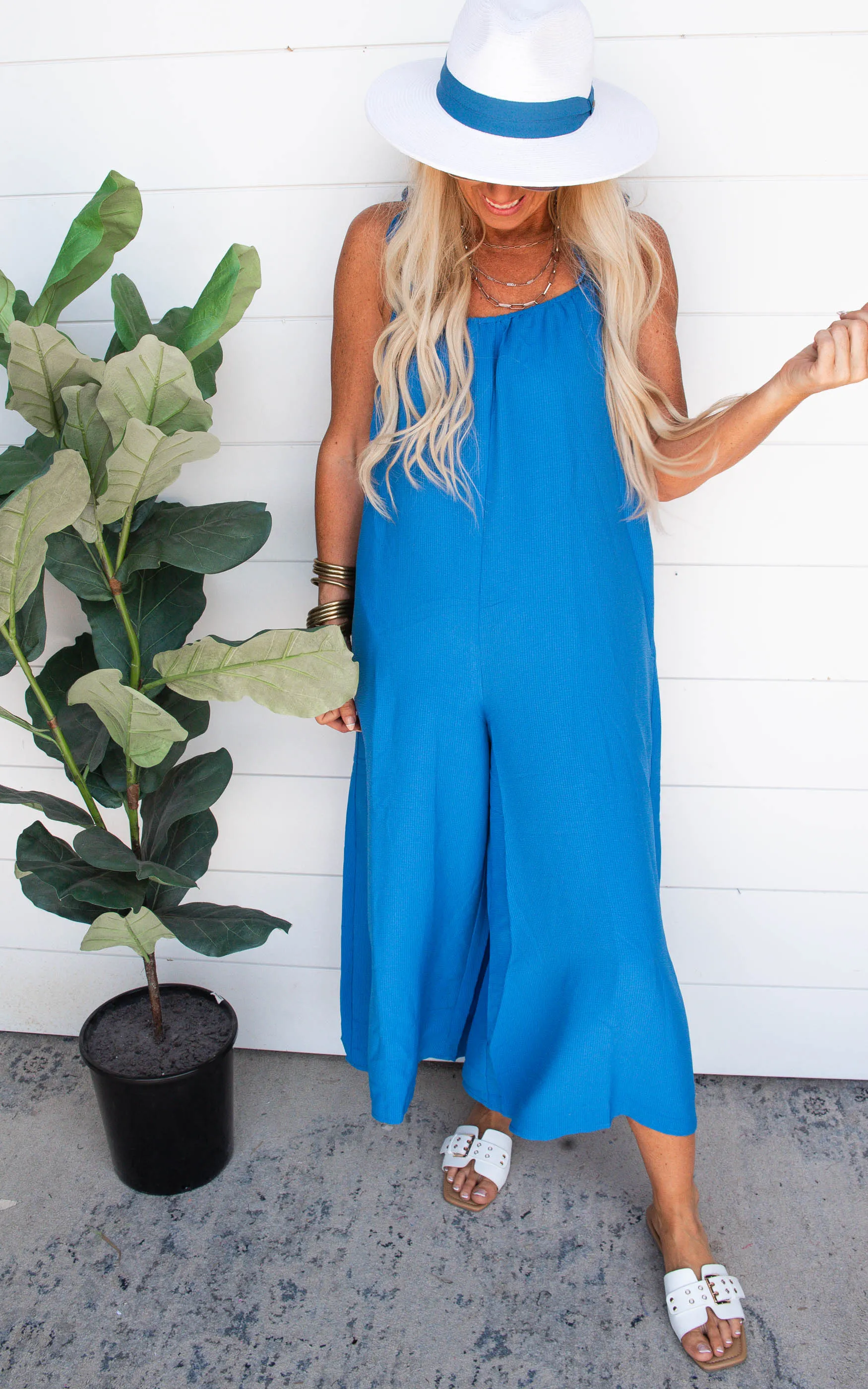 Ruffled Strap Wide Leg Jumpsuit | FINAL SALE