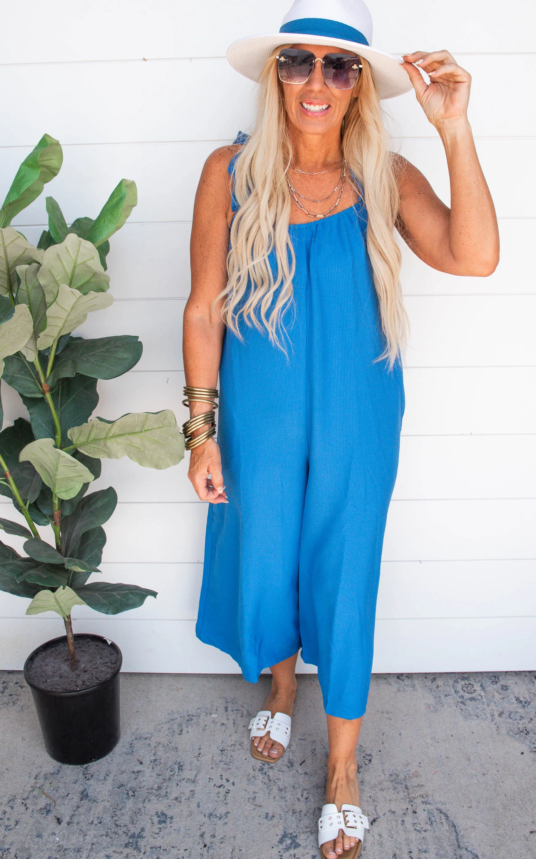 Ruffled Strap Wide Leg Jumpsuit | FINAL SALE