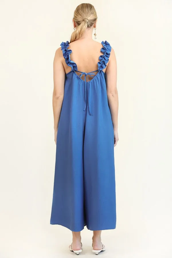 Ruffled Strap Wide Leg Jumpsuit | FINAL SALE