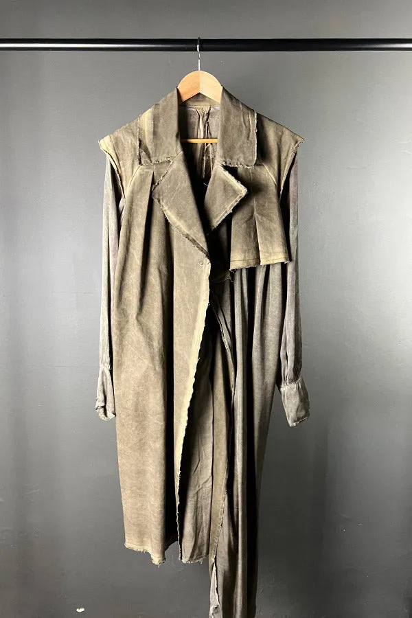 Sanctamuerte Green Asymmetrical Trench Coat