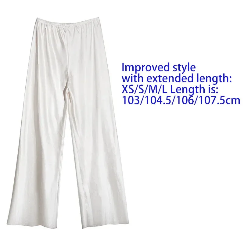 Satin Wide Leg Pants Long Floor Casual Pants Women's Spring Summer Trousers