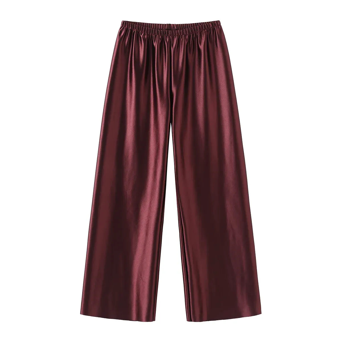 Satin Wide Leg Pants Long Floor Casual Pants Women's Spring Summer Trousers