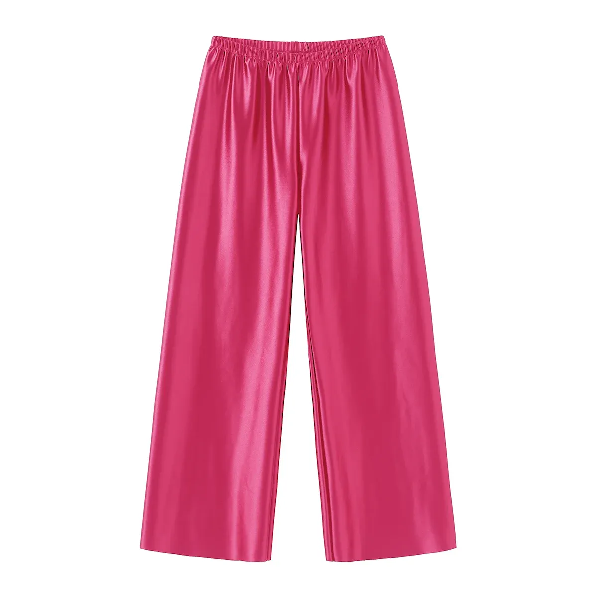 Satin Wide Leg Pants Long Floor Casual Pants Women's Spring Summer Trousers