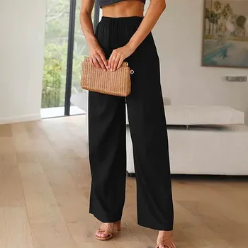Schwarze Weite Hose mit Taschen - Amara