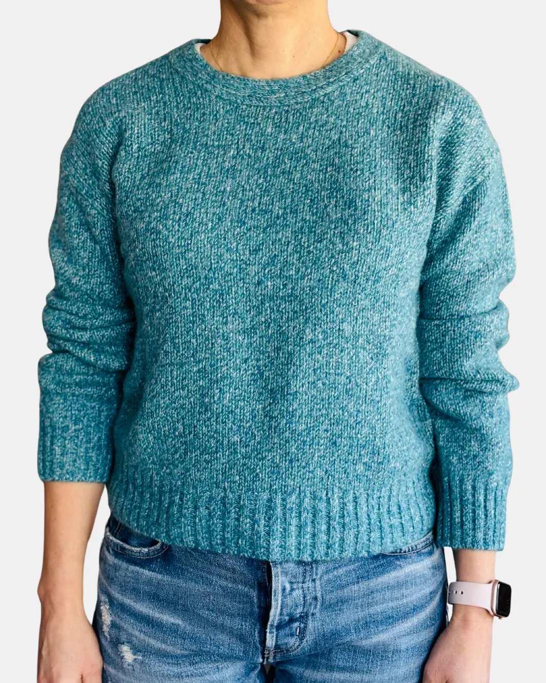SCOUT CREW NECK SWEATER IN PEACOCK BLUE